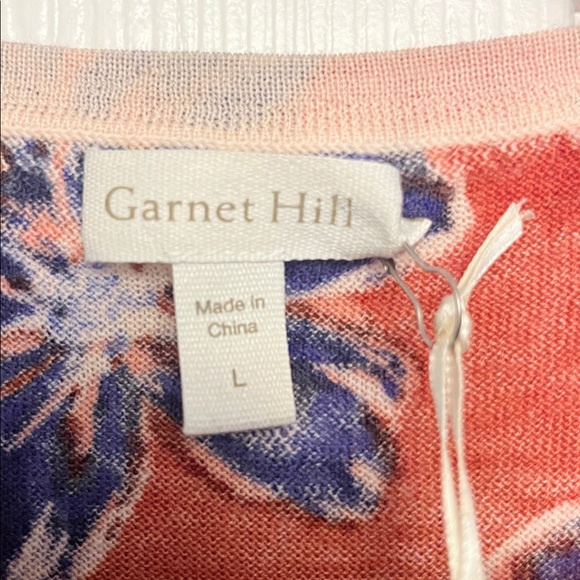 Garnet Hill Orange and Blue Merino Cardigan - Picture 2 of 5